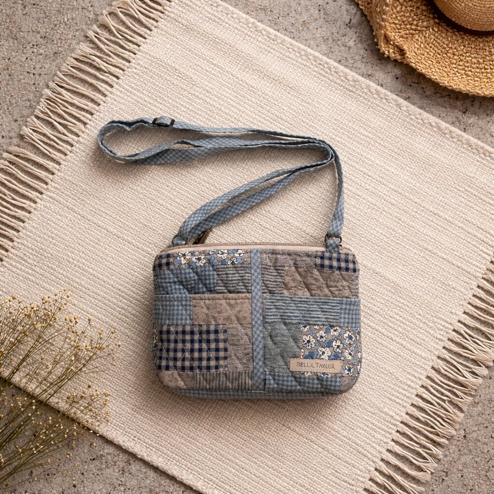 BELLA TAYLOR Crossbody Purse with Built-In Wallet for Women Khaki Patchwork Bag